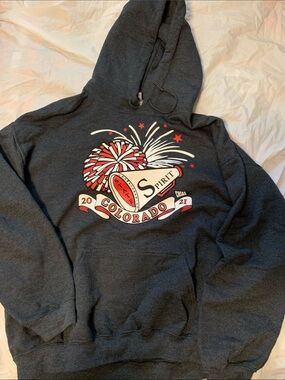 Gildan Dark Gray Hoodie with Red & White Colorado Fireworks Graphic